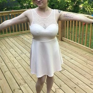 Low back pink and lace sweetheart dress